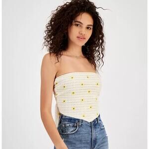Sunflower Crochet Strapless Tube Top Handkerchief-Hem
